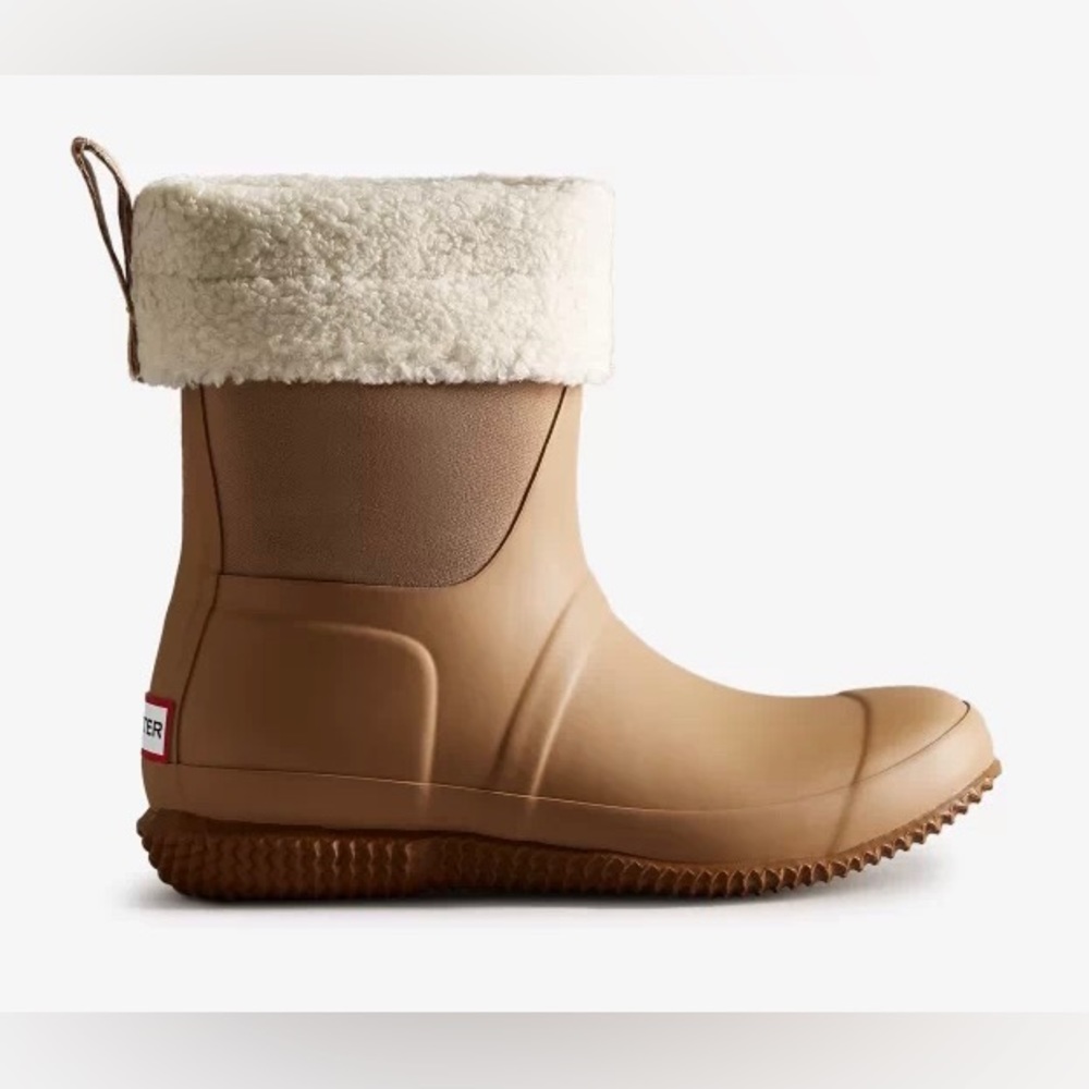 NWT Hunter Winter Rain Boots Roll Top Sherpa Boot US 9 Tawny - Ortholite Comfort